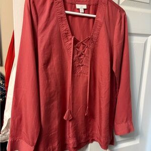 J. Jill Coral Lace-Up Blouse